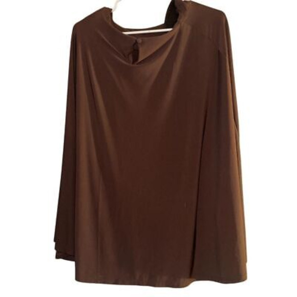 IMAN Women's 1X Brown Cape-like Sleeveless Tunic Top Solid Casual - Picture 2 of 6